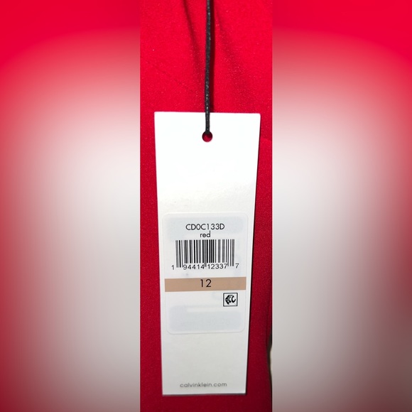 NWT Calvin Klein Red Ruffle V-Back dress - Picture 5 of 5